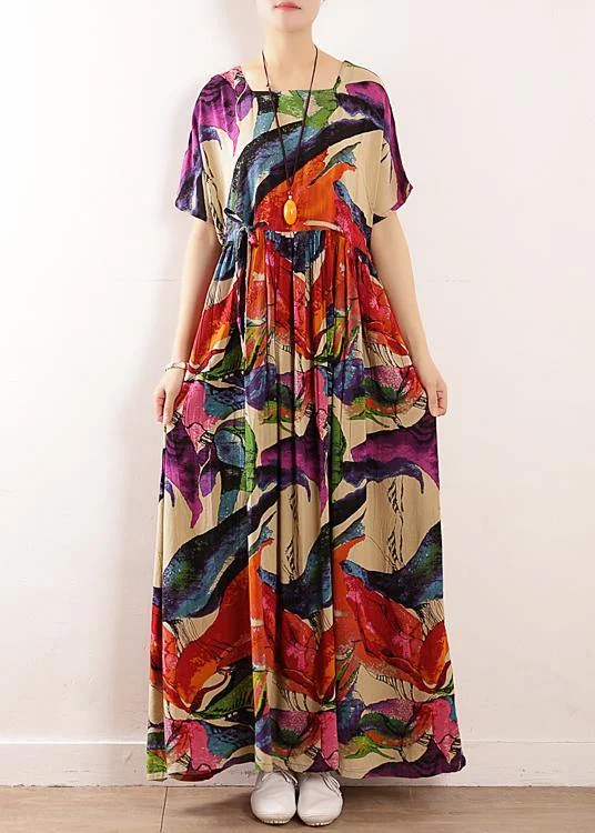 Classy o neck cotton linen clothes Fashion Ideas floral Maxi Dresses summer
