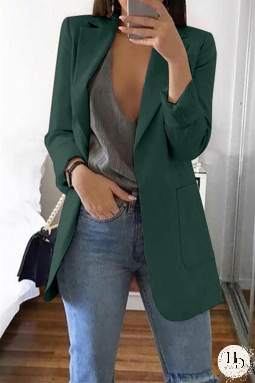 Black Casual Long Sleeves Suit Jacket