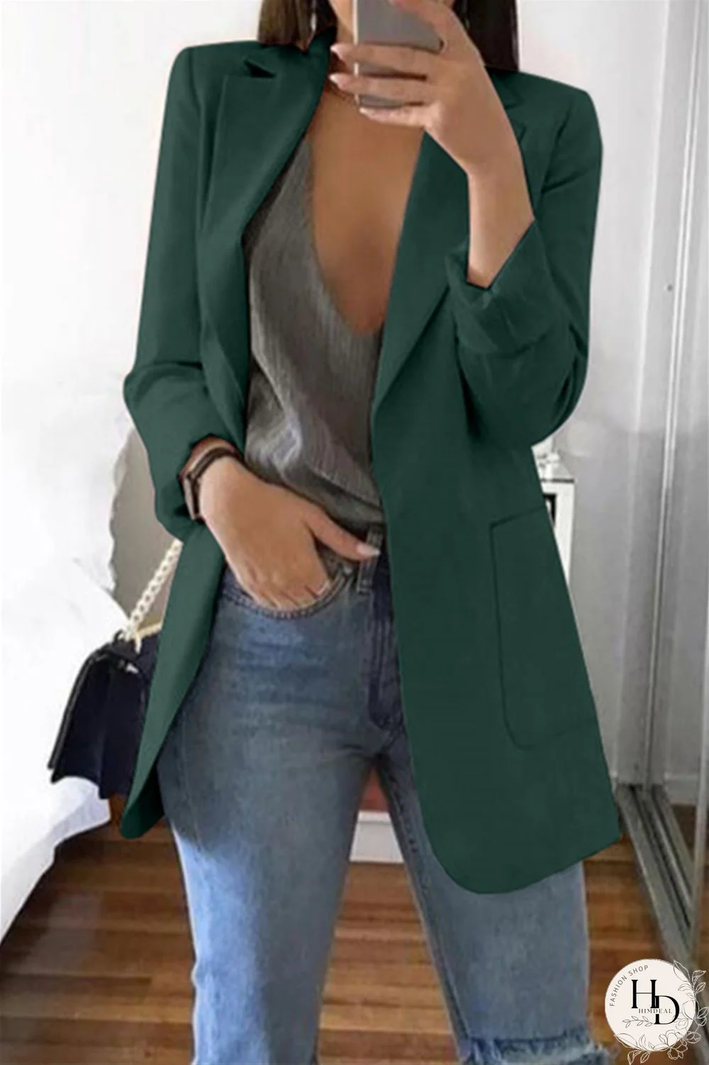 Black Casual Long Sleeves Suit Jacket