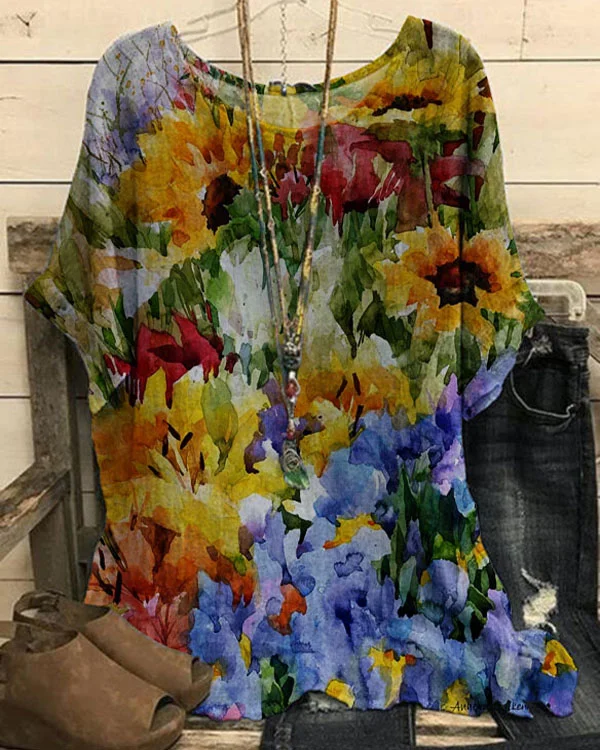 Women's Floral  Print Loose Top