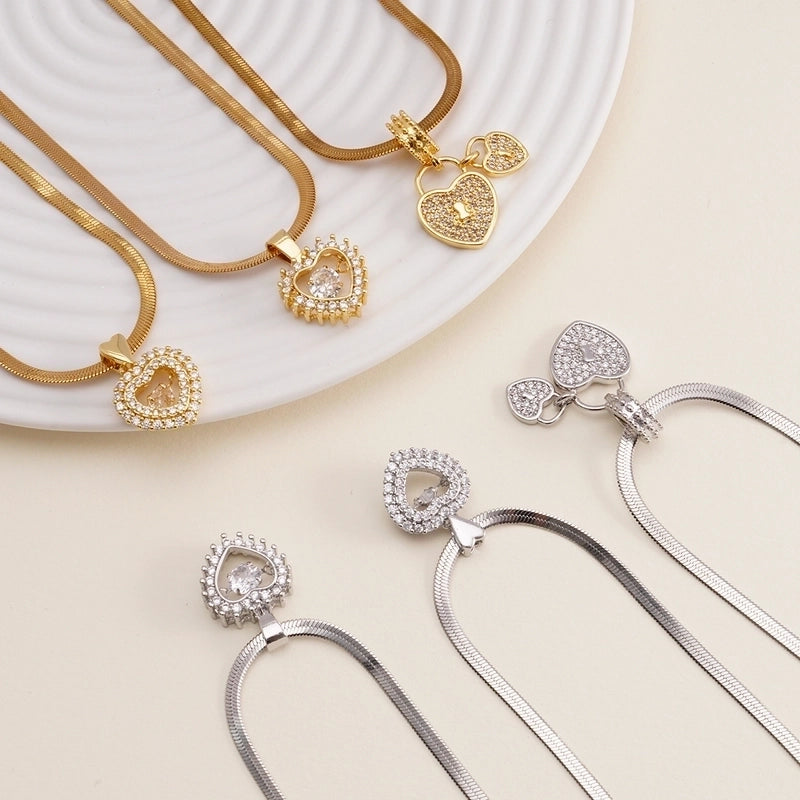 Elegant Classic Style Heart Shape Lock 304 Stainless Steel Copper Zircon Pendant Necklace