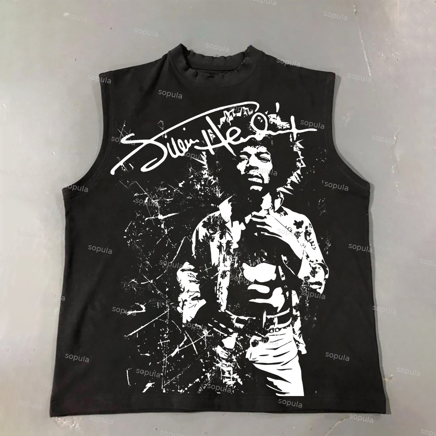 Sopula Stylish Jimi Hendrix Print Cotton Tank Top - SOPULA