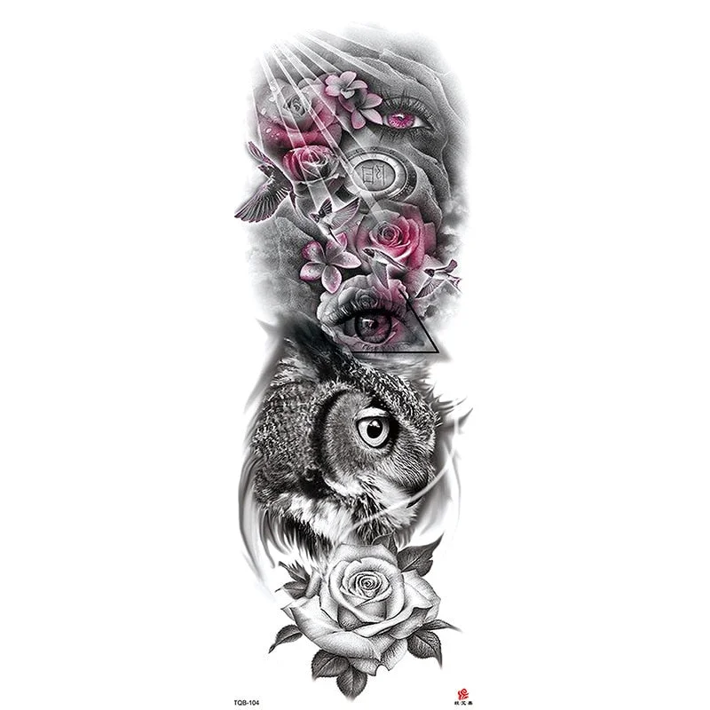 Full Arm Temporary Tattoos Sleeve for Men Women Realistic Fake Tatoo Warrior Lion Mechanical Skull Wolf Rose Tatto Sticker Totem
