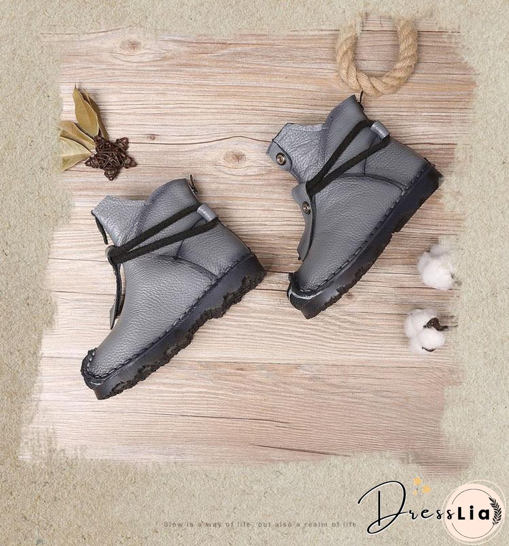 Women Genuine Leather High Quality Fashion Short Flats Ankle Boots