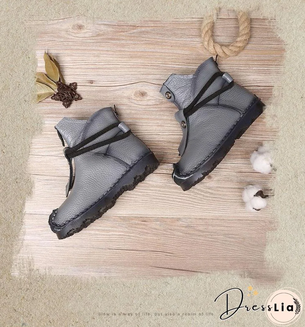 Women Genuine Leather High Quality Fashion Short Flats Ankle Boots