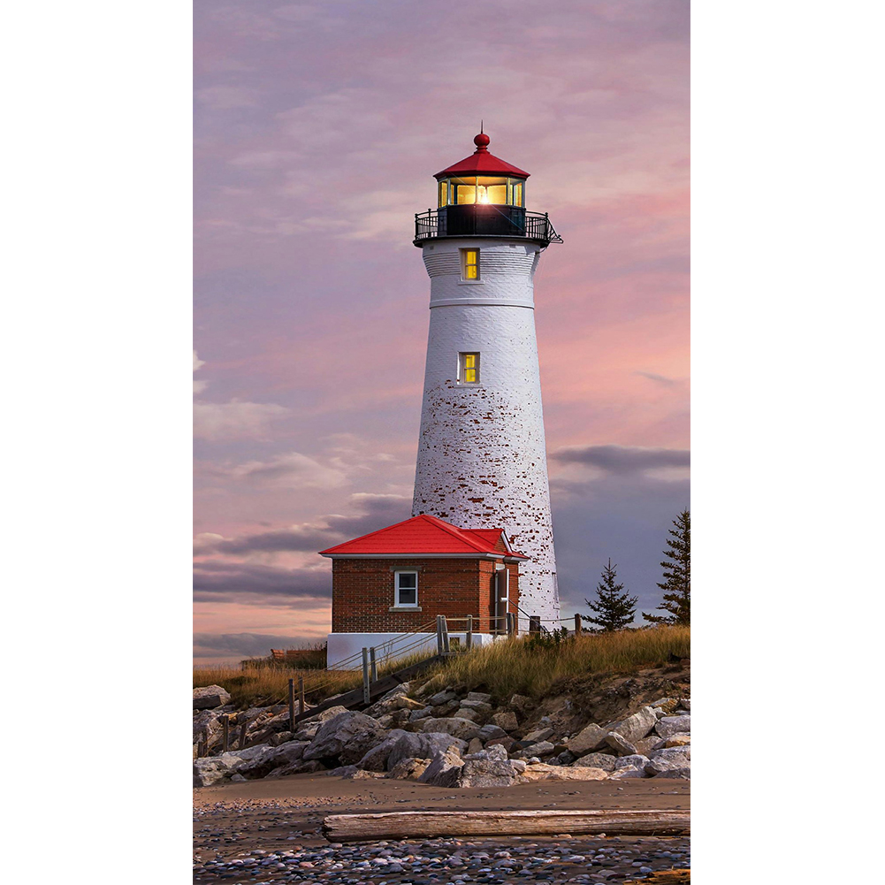 

40*80CM - Round Drill Diamond Painting - Seaside Lighthouse, 501 Original