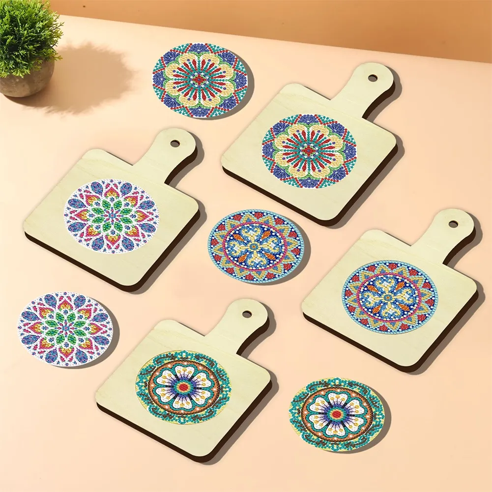 4Pcs Mandala DIY Diamond Painting Placemats Rhinestone Table Mats for Adults