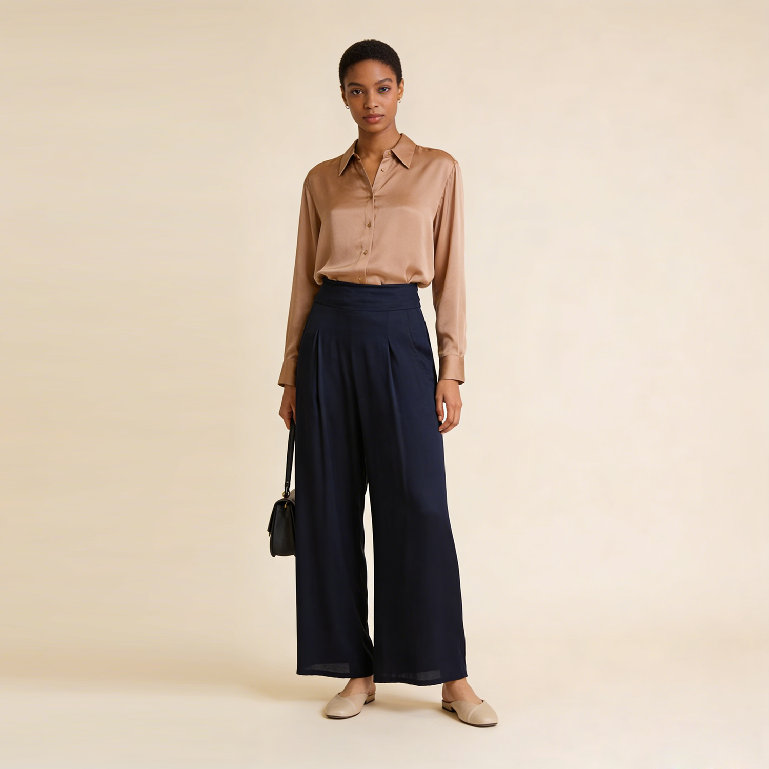 Women's Stretch Silk Wide-Leg Pants Lightweight Palazzo  REAL SILK LIFE