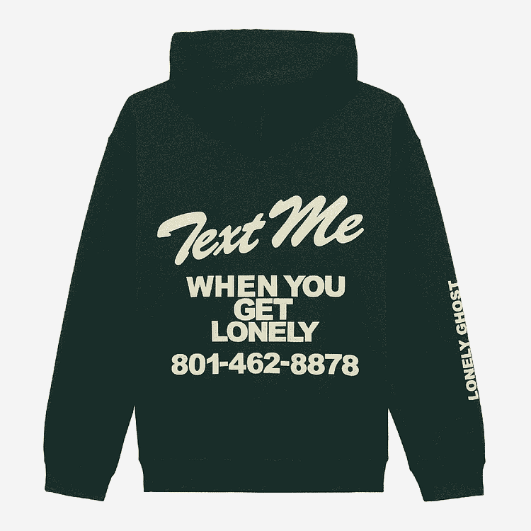 Sopula Text Me When You Get Lonely Print Fleece Lined Hoodie