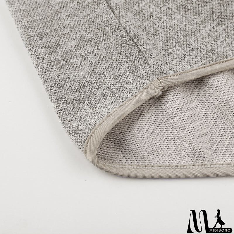 MidiSono - Women's Brown Heathered Print Button Snap Neck Pullover Hoodie