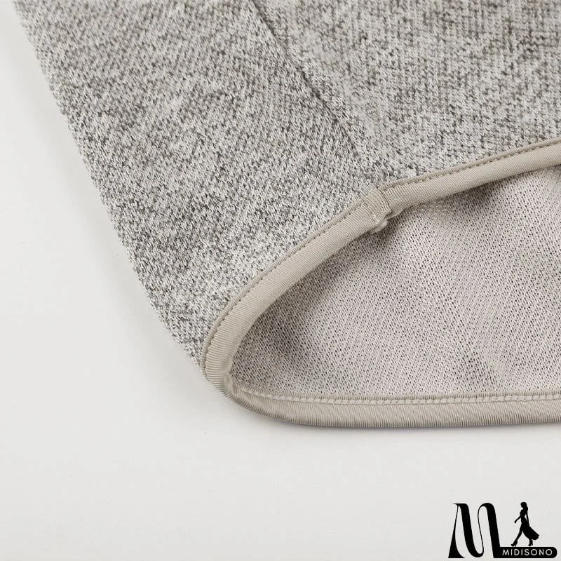 MidiSono - Women's Brown Heathered Print Button Snap Neck Pullover Hoodie