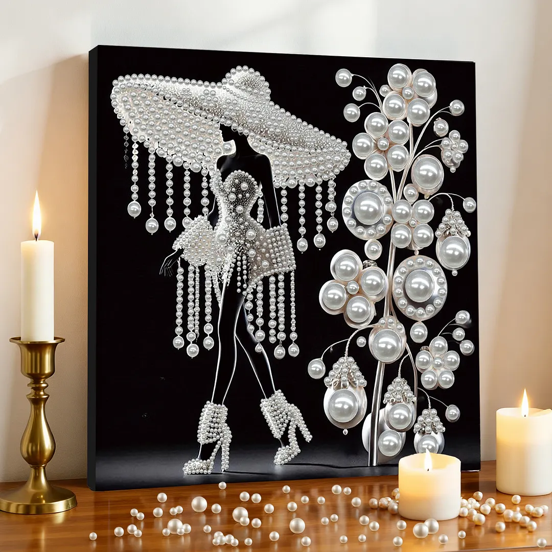 Elegant Lady - DIY Pearl Diamond Art Kit With Frame 30*30cm