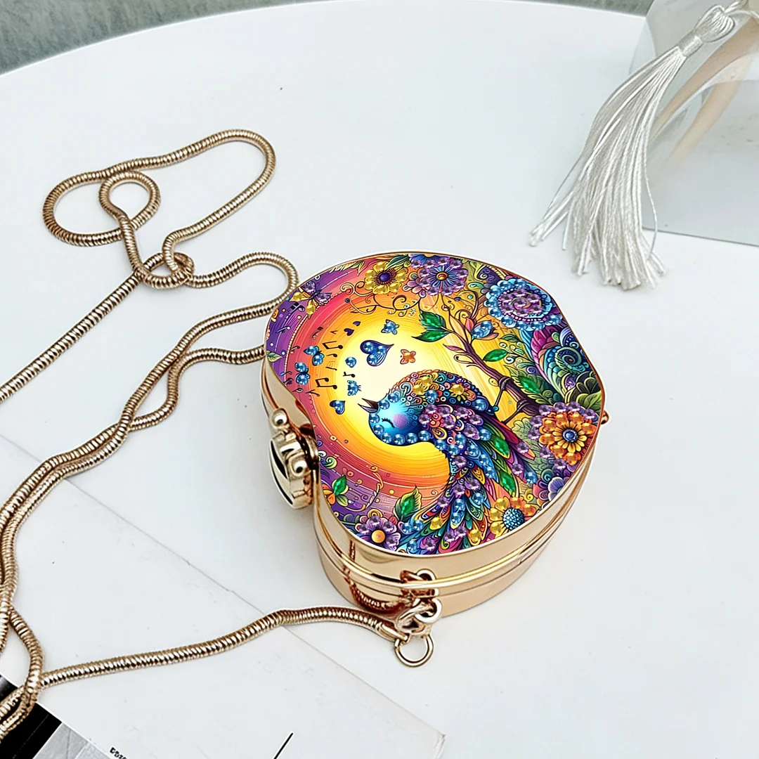 Birds DIY Acrylic Love Diamond Art Painting Card Case Wallet with Chain Small Diamond Painting Crossbody Bag for Adults Women Girls Gift