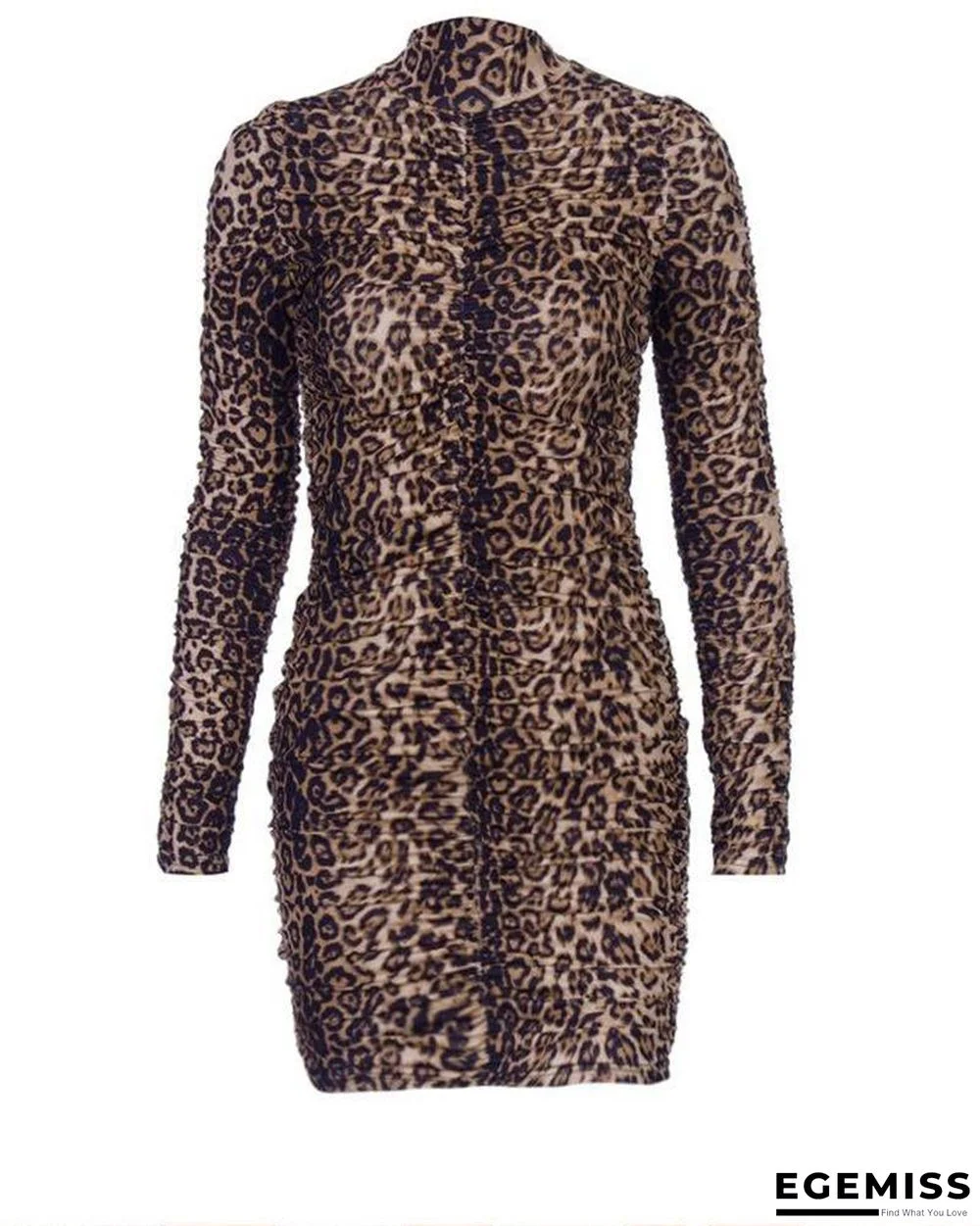 Round Neck Leopard Bodycon Dress | EGEMISS