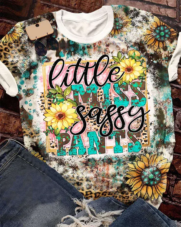 Little Miss Sassy Pants Bleached T-Shirt