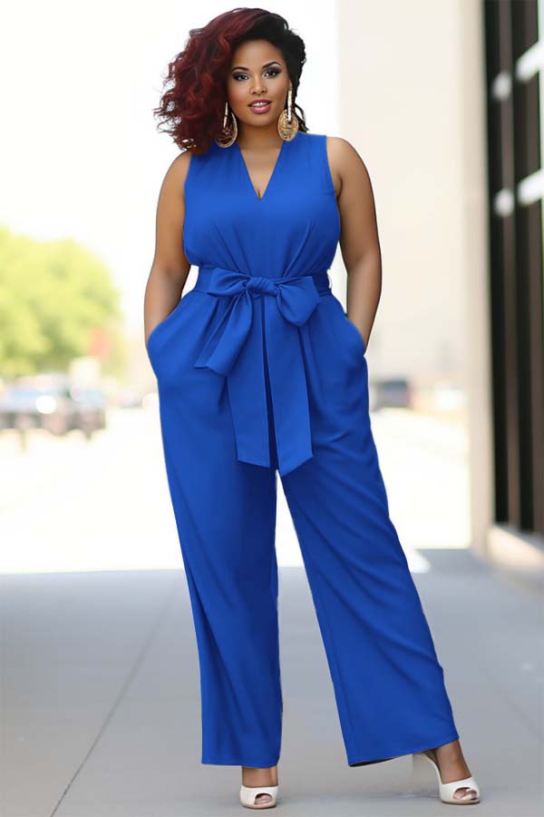 Glamorous Wide Shoulder Straps Belt Wide-Leg Jumpsuit
