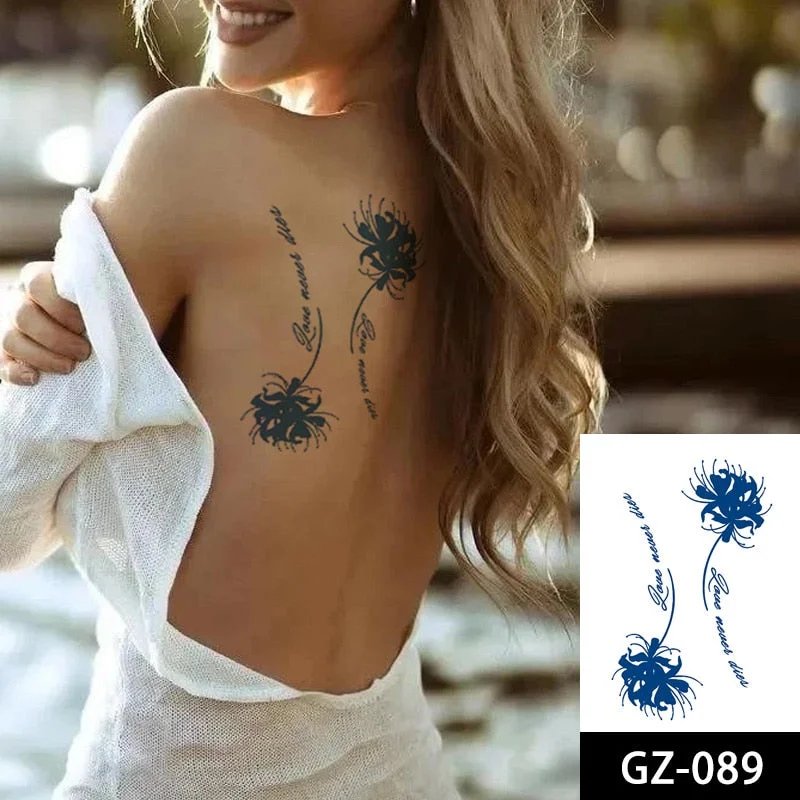 Juice Herbal Lasting Temporary Tattoo Stickers Women's Weeping Geisha Beauty Belle Painted Peony Rose Flower Flash Fake Tattoos