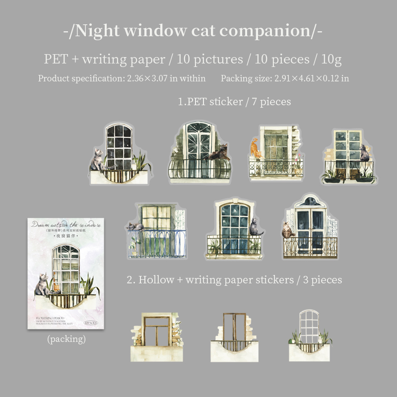 Sticker - Dream Outside The Window Series Vintage Plant Flower Window Landscape 