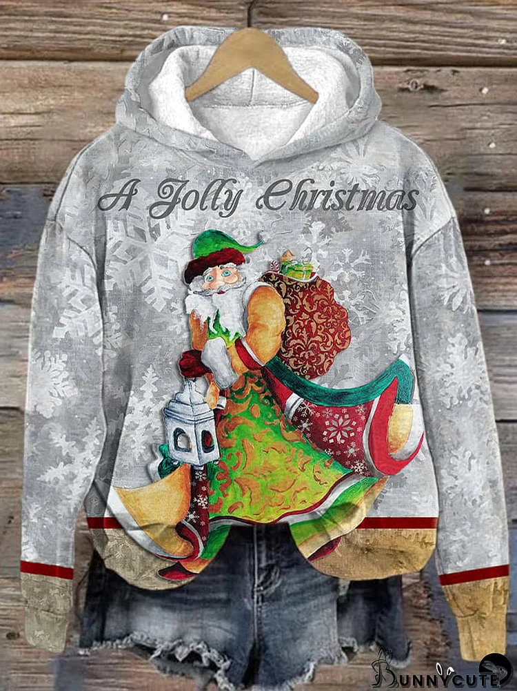 Women's Christmas Santa Print Hoodie