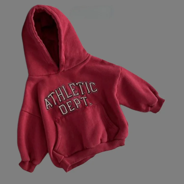 2025 New Style Boys' and Girls' Letter Print Casual Hooded Fleece Sweatshirt