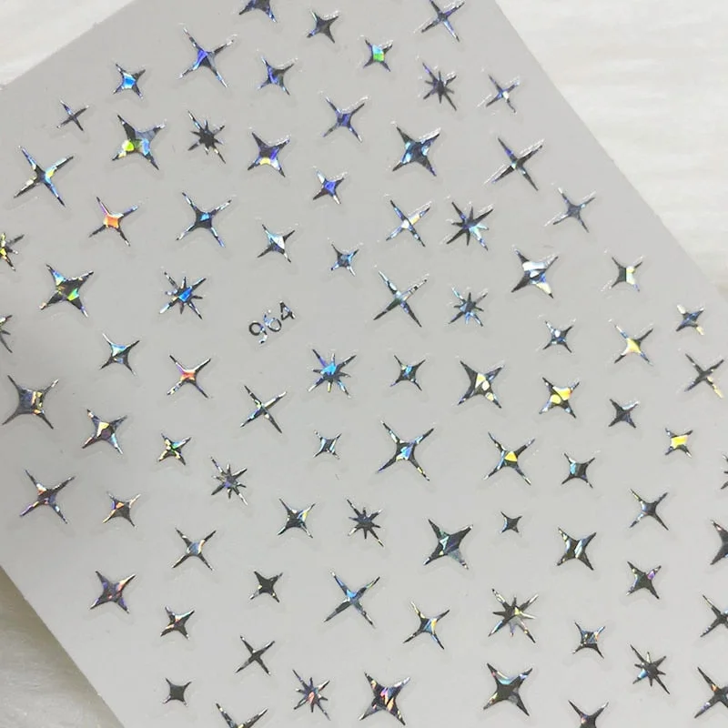3D Holographic Stars Nail Stickers Self-adhesive Transfer Decals Lips Snowflake Sliders Tips Salon Manicure Nail Art Decoration