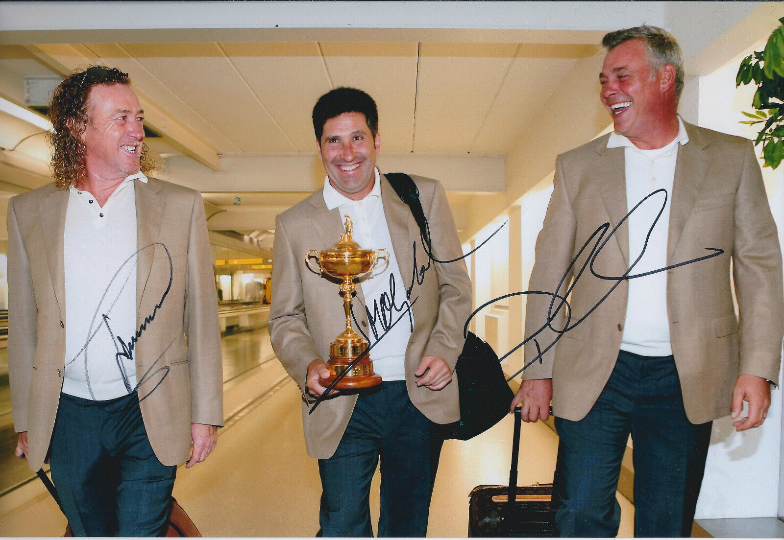 Jose M OLAZABAL Darren CLARKE Miguel A JIMENEZ ALL 3 SIGNED AUTOGRAPH Photo Poster painting COA