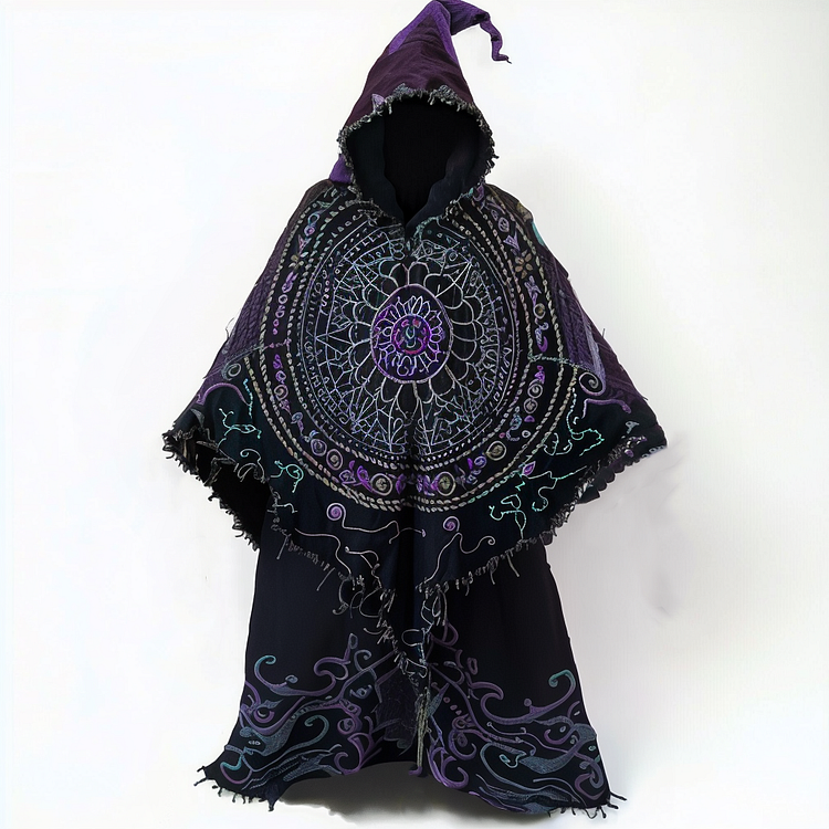 Wizard rune mandala ethnic pattern hooded robe 28dc