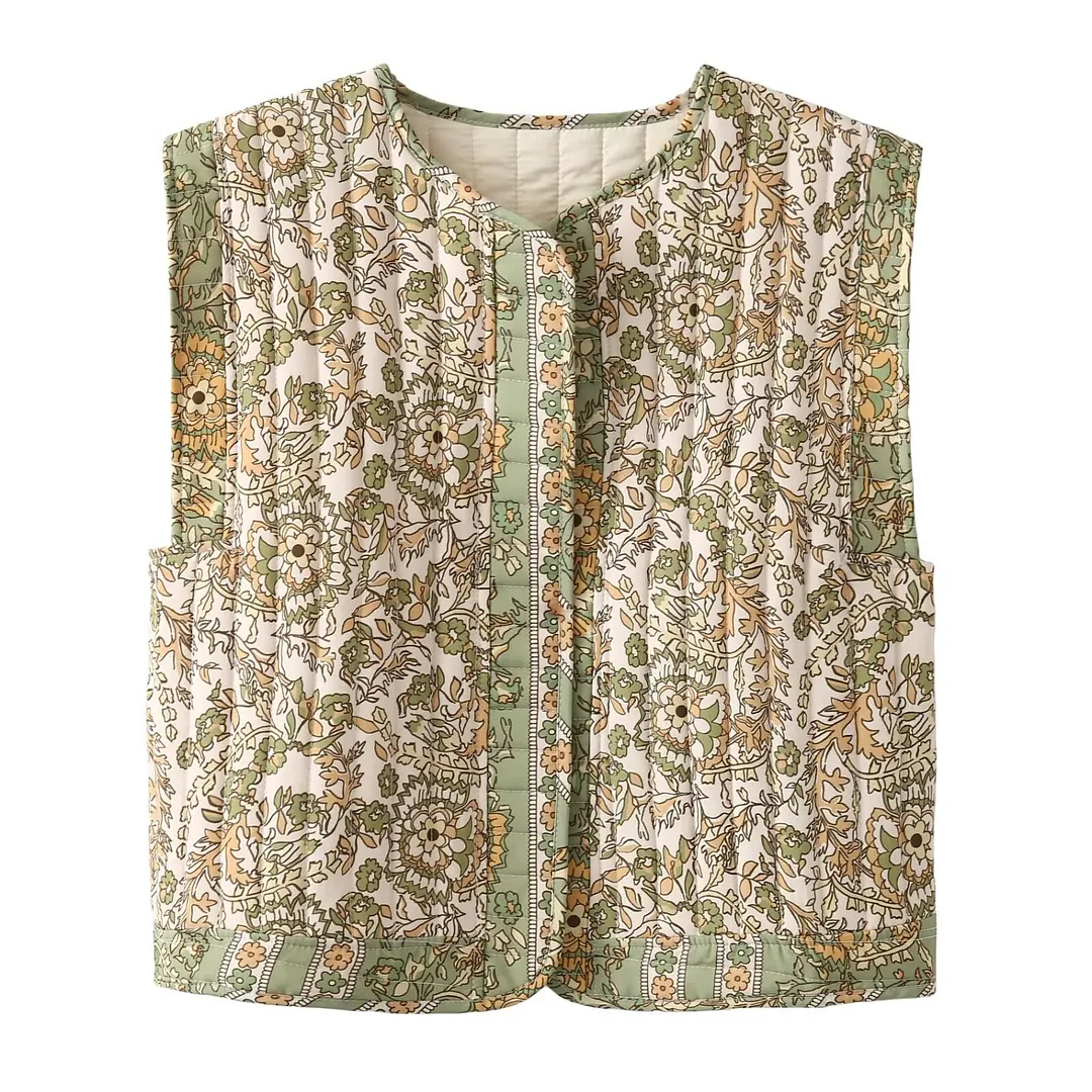 Nigikala Nigikala Women's Clothing 2025 Autumn And Winter New Street Fashion Printed Cotton Vest Vest Coat Women 6NS091