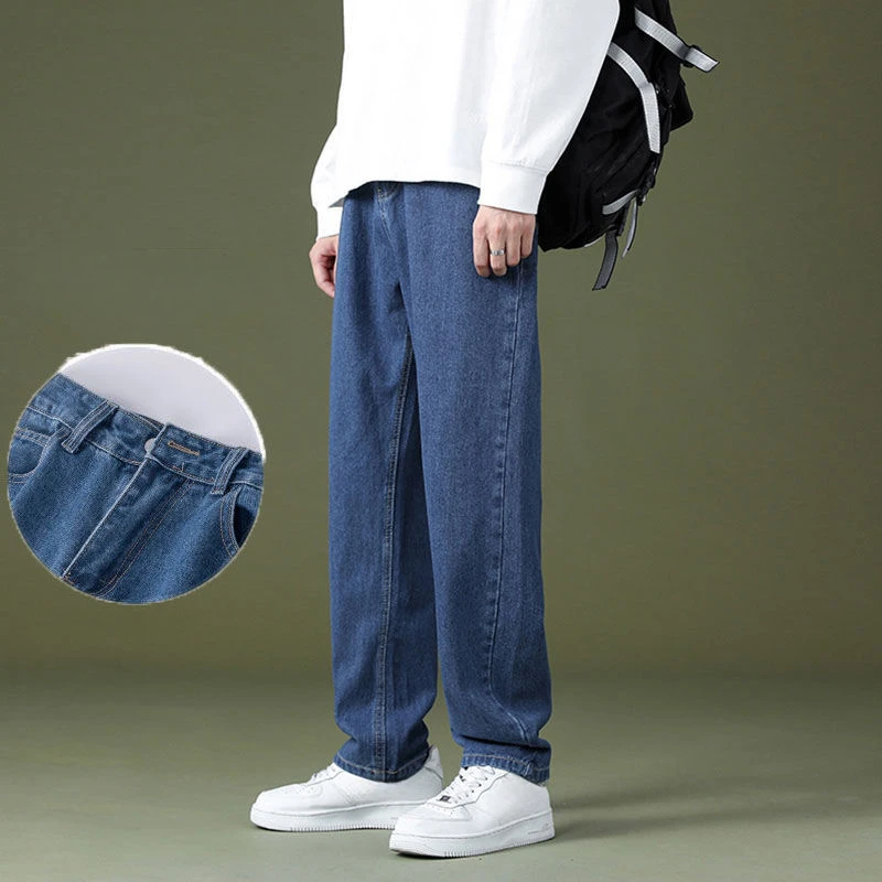 Tomroads Male Cowboy Pants with Pockets Trousers Cropped Straight Jeans for Men Stylish High Quality Baggy New in Aesthetic Cheap Loose