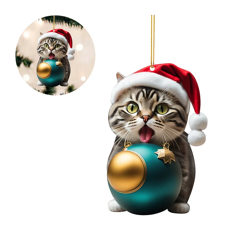 Christmas Cute Cat Acrylic Hanging Ornaments gbfke