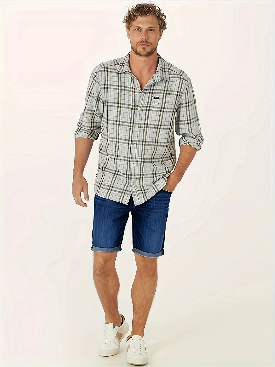 Woherb Fashion Men's Casual Straight Rolled Jeans Jeans Medium Pants-Outfit Ideas