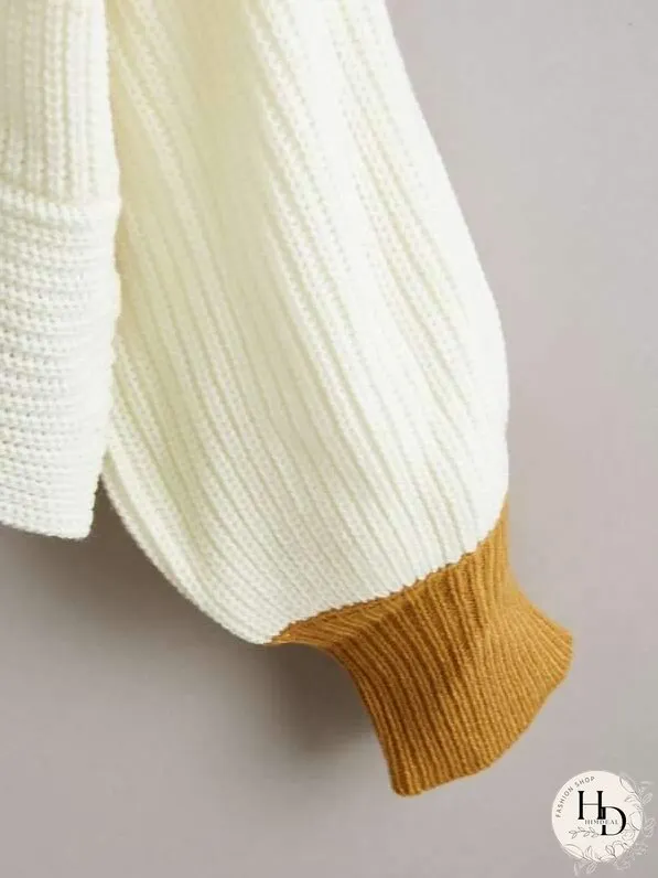 Colorblock Twist-Front Cropped Sweater