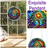 (25cm)DIY Acrylic Jigsaw Puzzle Window Hanging with Hanging Chain DIY Stained Glass Decoration Round Window Puzzle Decor for DIY Craft Project (Stained Glass Tree of Life)