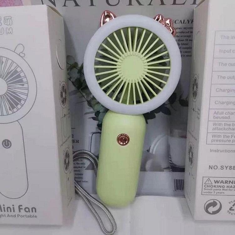 JOURNALSAY Mini USB Rechargeable Night Light Cooling Handheld Fan Three Speed Adjust ventilador