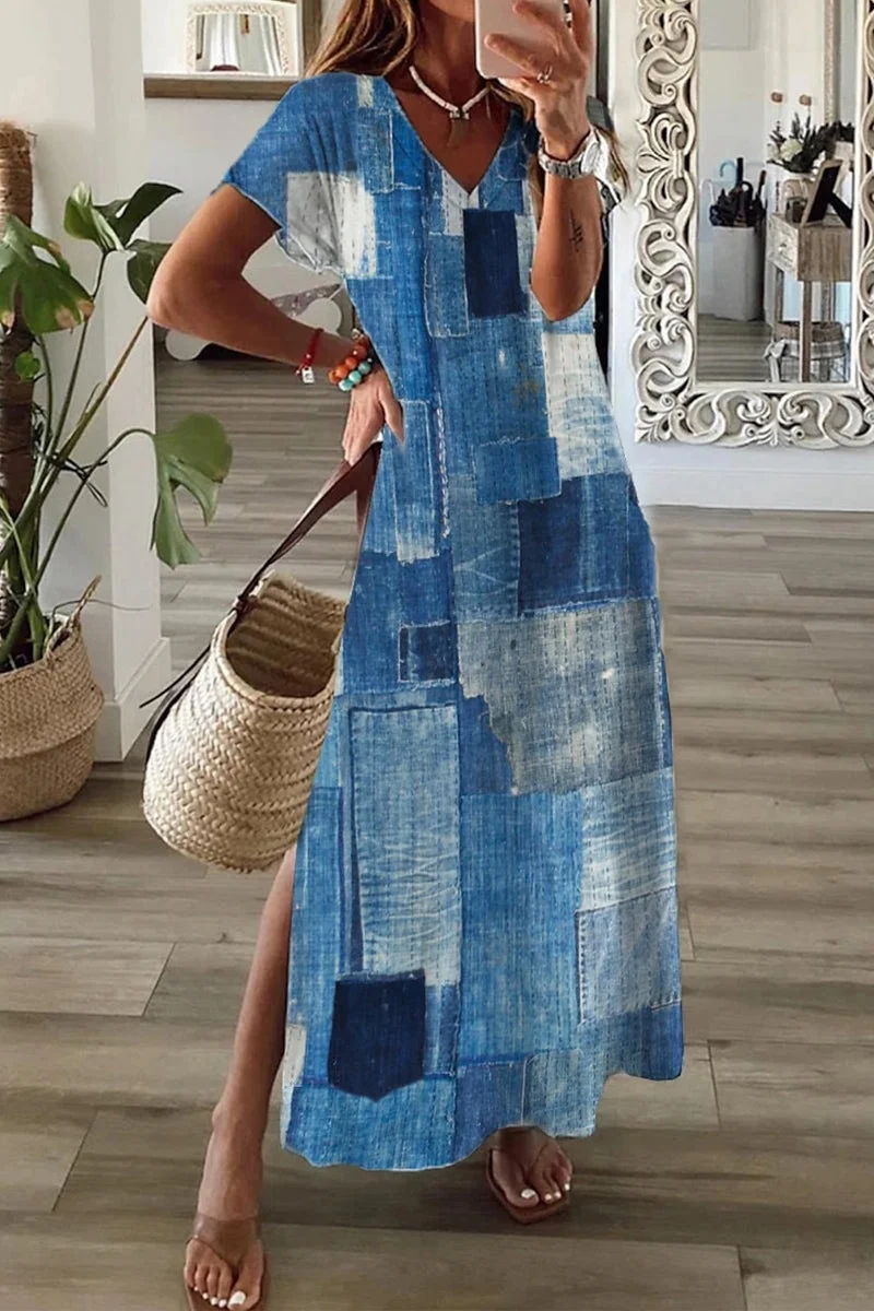 Women's Casual Dress Shift Dress Tank Dress Geometric Color Block Pocket Print Crew Neck Midi Dress Active Fashion Outdoor Daily Sleeveless Loose Fit Blue Dark Blue Light Blue Spring Summer S M L XL