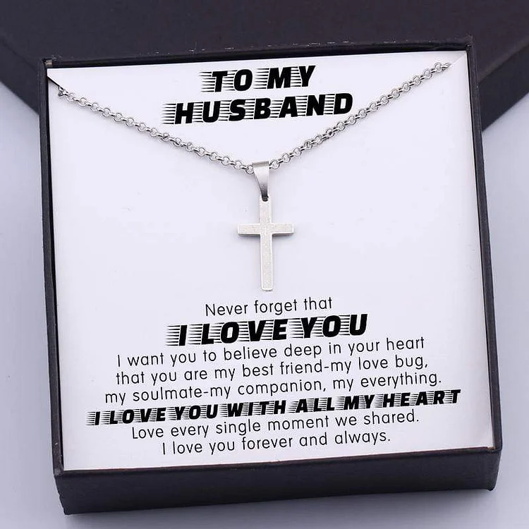 Confirmation Gift Never Forget That I Love You, Cross Necklace Gift Set Gifts For Husband