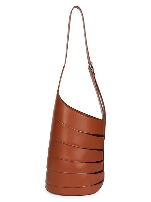 Ala&iuml;a Medium Babel Leather Shoulder Bag brown