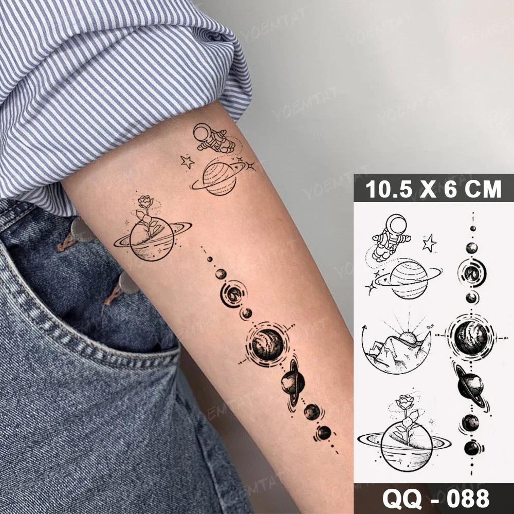 Waterproof Temporary Tattoo Stickers Clock Compass Flower Arrow Henna Flash Tatoo Women Men Indian Hand-painted Small Fake Tatto