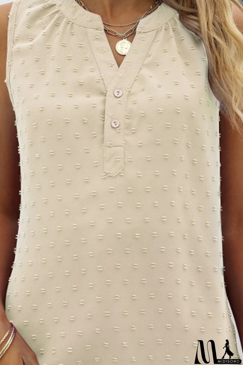 MidiSono - Swiss Dot Notched Neck Tank