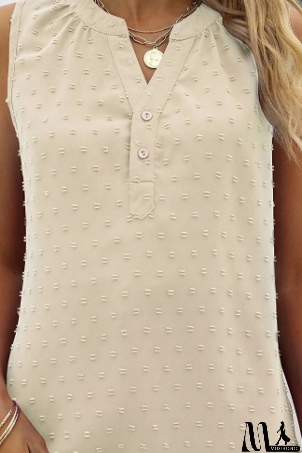 MidiSono - Swiss Dot Notched Neck Tank