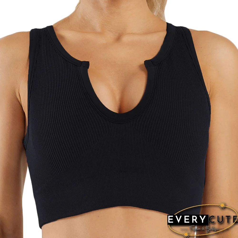 Black Seamless Sleeveless Sports Vest Bra