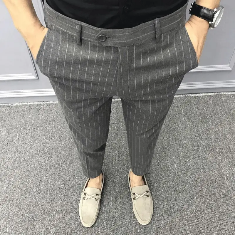 Bonushaf 2025 Autumn Brand Clothes Men's Suit Trousers Cotton Loose Straight Pants for Male High Quality Elastic Casual Formal Pant Man