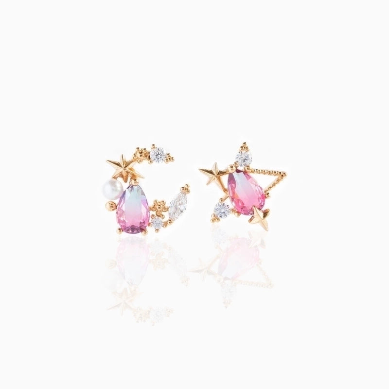 Ethnic Style Star Copper Artificial Gemstones Earrings Ear Studs