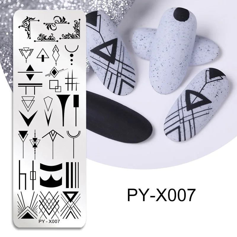 PICT YOU Nail Stamping Plate Geometric Line DIY Image Plate Stencil For Nails Polish Printing Stamping Templates Design Tools-Nail Inspo