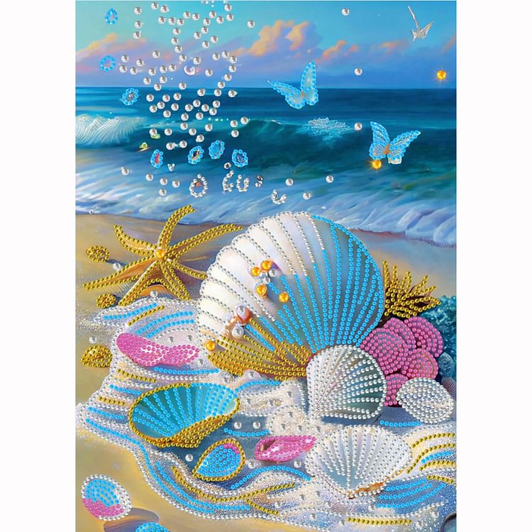 Peinture au diamant - Strass en cristal - Coquille de plage