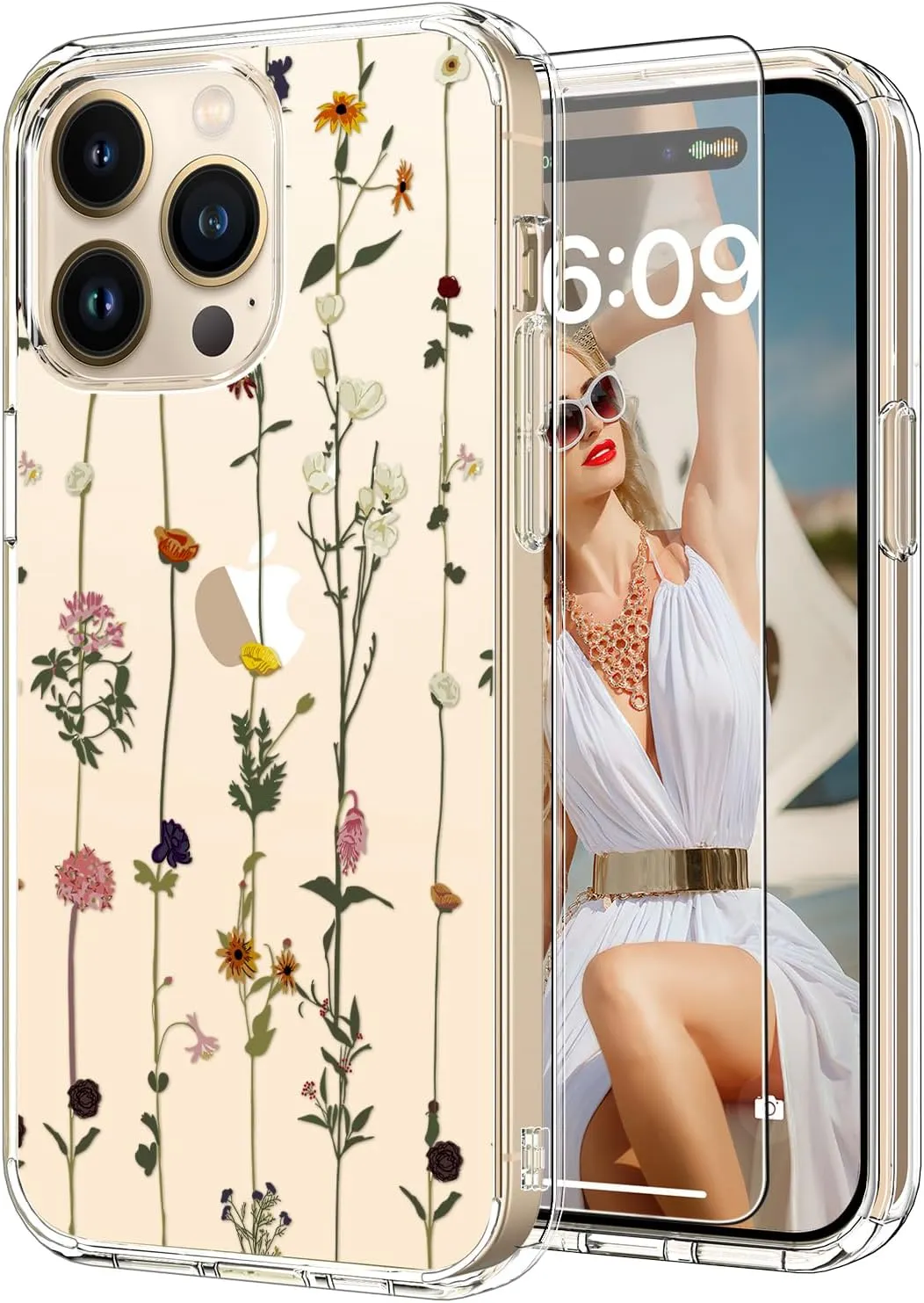 ProCaseMall iPhone 15 Pro Case with Fashionable Trendy Patterns-Designed Elegant Floral Flower