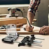 Trimming machine fine-tuning backrest, grooving woodworking tools, ruler, linear guide rail, multi-functional auxiliary track, adjustable bracket