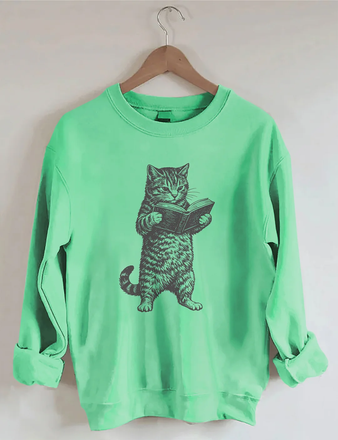 Cat Reading Book Lover Sweatshirt