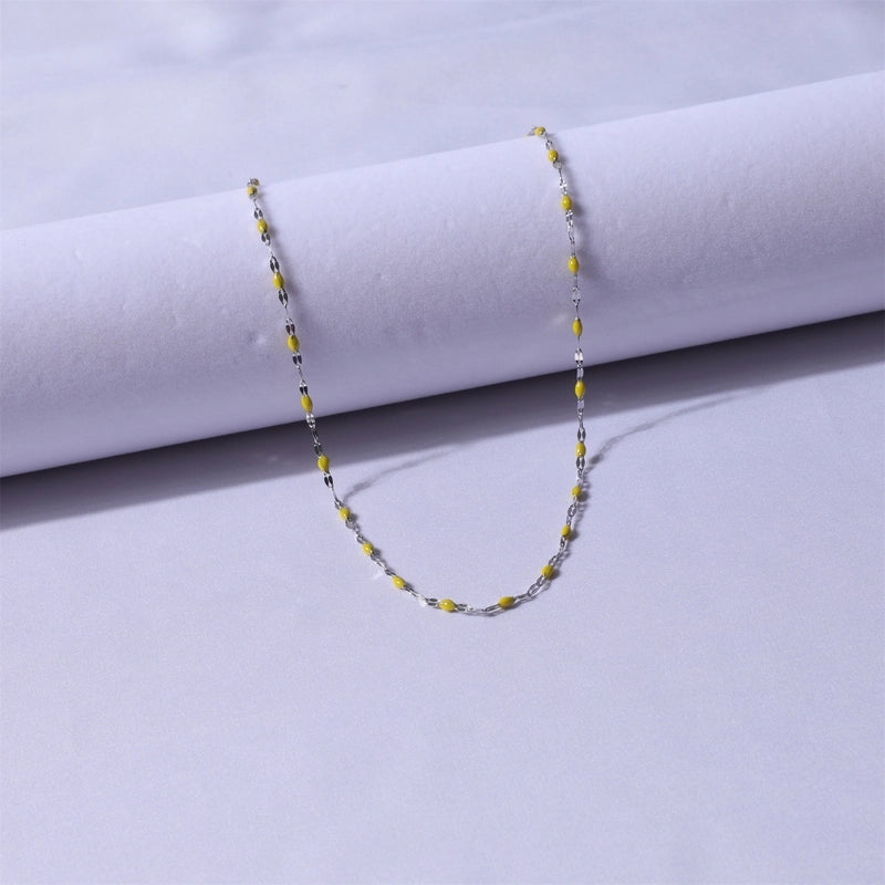 Sweet Color Block Titanium Steel Enamel Necklace