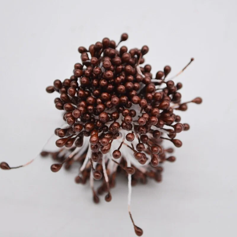 1 Bundle= (500PCS )Artificial Flower Double Heads Stamen Pearlized Craft Cards Cakes Decor Floral for home wedding party decor